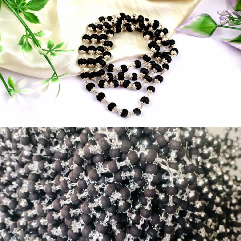 Karungali Mala With Silver Cap