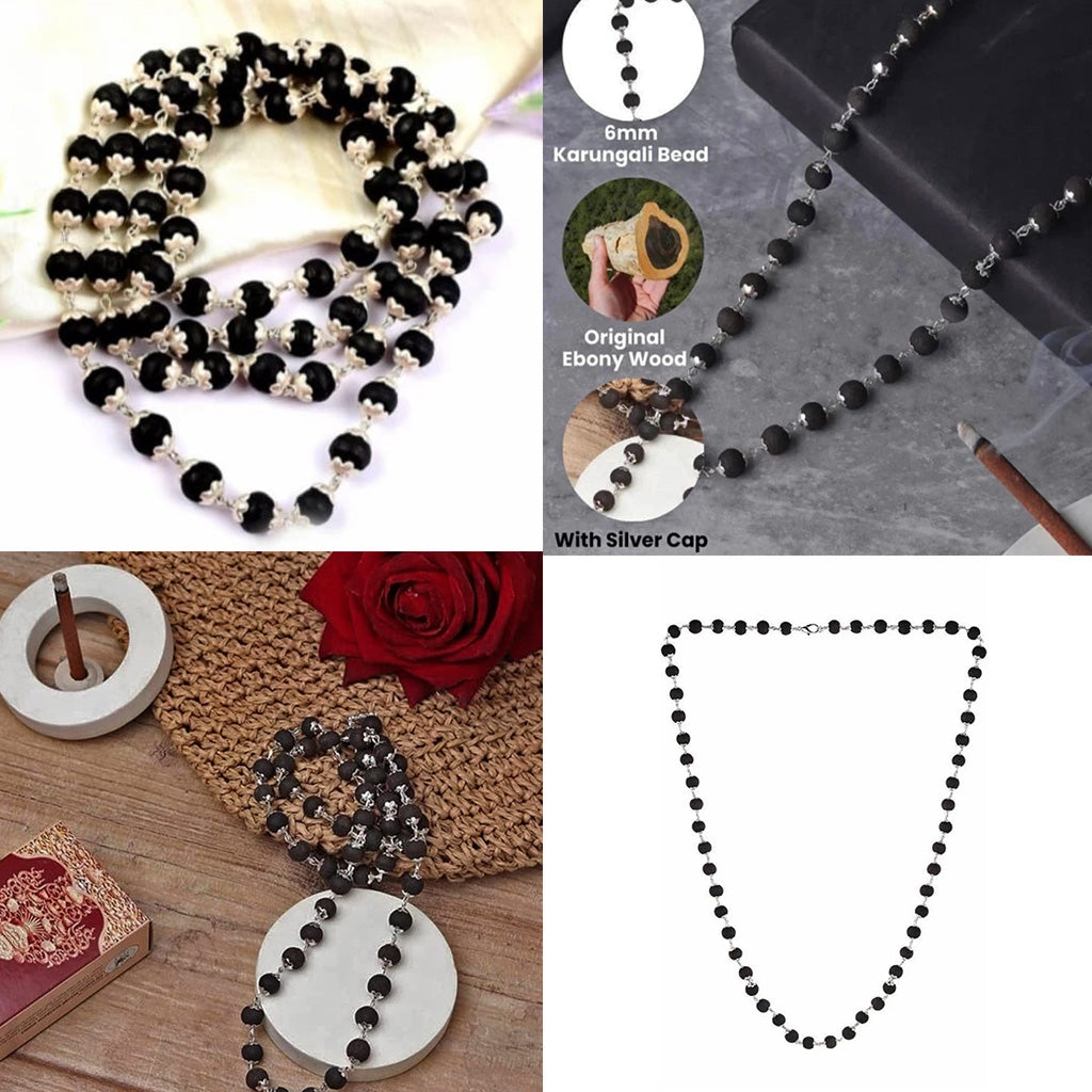 Karungali Mala With Silver Cap