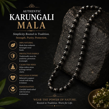 Karungali Mala With Silver Cap